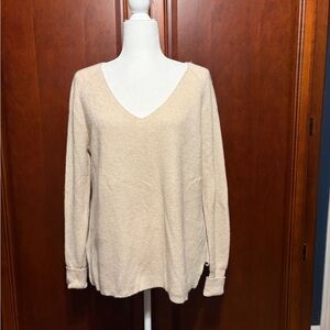 Sundance Rowan Cashmere Women's Cream Oatmeal V-Neck Long Sleeve Sweater